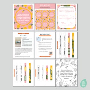 Puede incluir: Una actividad de manualidades imprimible para niños con un versículo bíblico de Gálatas 6:9. La imprimible incluye una página para colorear, una actividad de completar los espacios en blanco y un proyecto de manualidades. El proyecto de manualidades consiste en crear una pulsera con las palabras "Good Time Harvest".