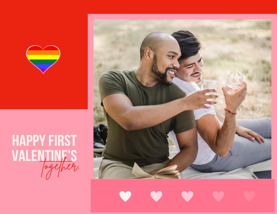 Printable Valentine's Day Card / Happy First Valentine's Rainbow Heart ...