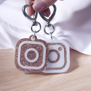 Instagram Glitter Smart Keychain, Tap and Follow, Social Media, NFC , Digital Business Card QR Code, contactless