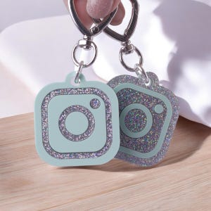 Instagram Glitter Smart Keychain, Tap and Follow, Social Media, NFC , Digital Business Card QR Code, contactless