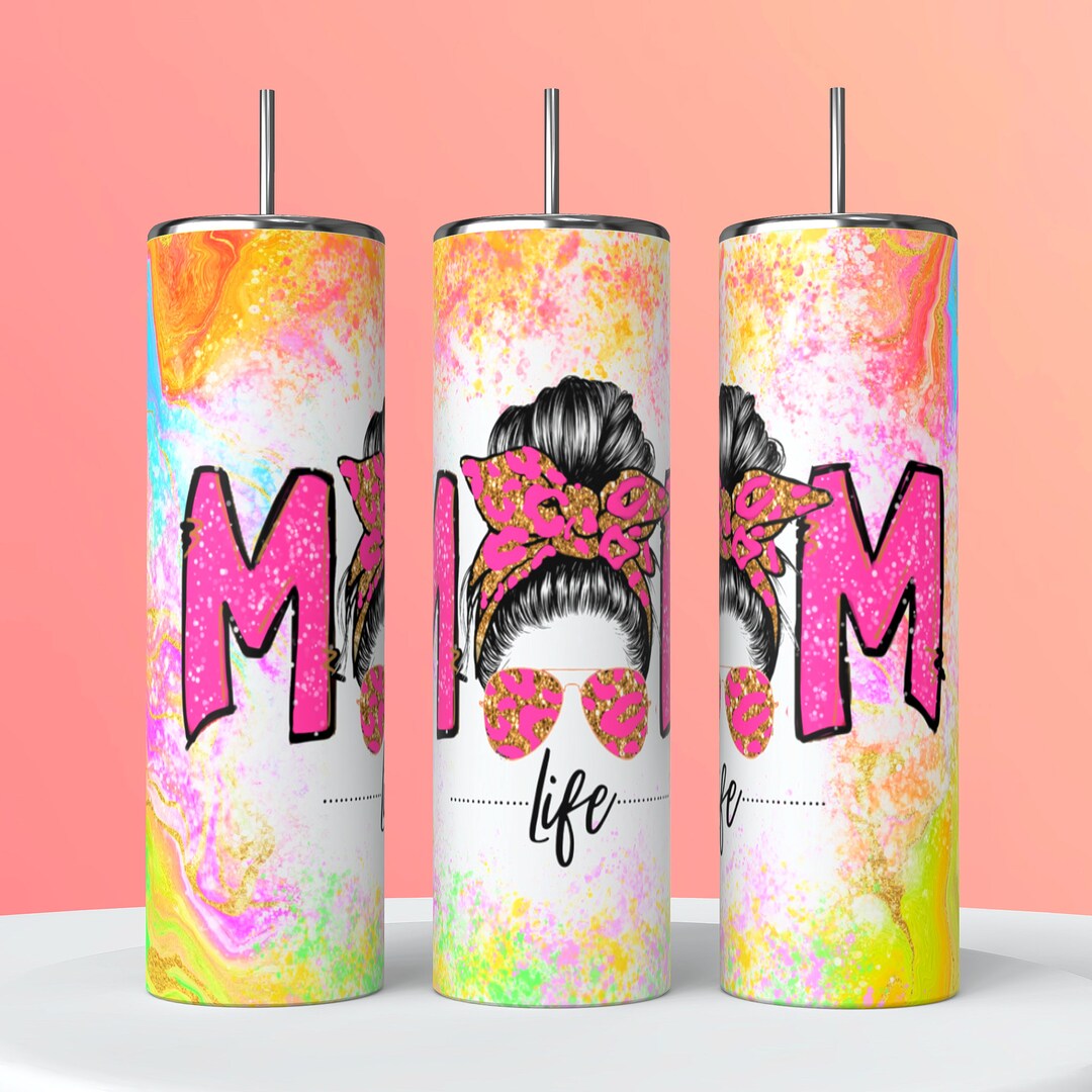 20 Oz Skinny Tumbler Sublimation Design Template Mom Life Tumbler ...