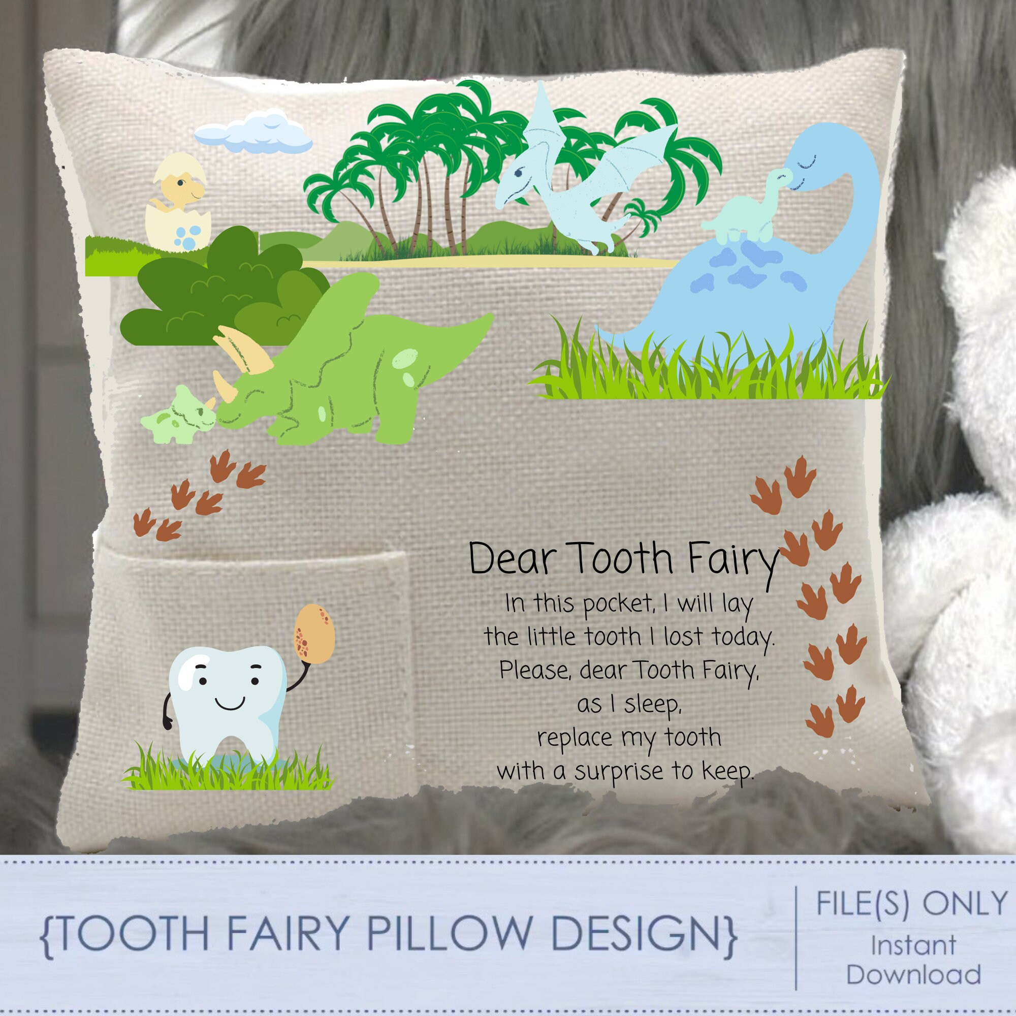 thumbnail image 2 of Liv & Oak Tooth Fairy Pillow - 10x10 Inch Plush Pillow With Pocket For Lost Teeth, Fairy Design 2 of 5