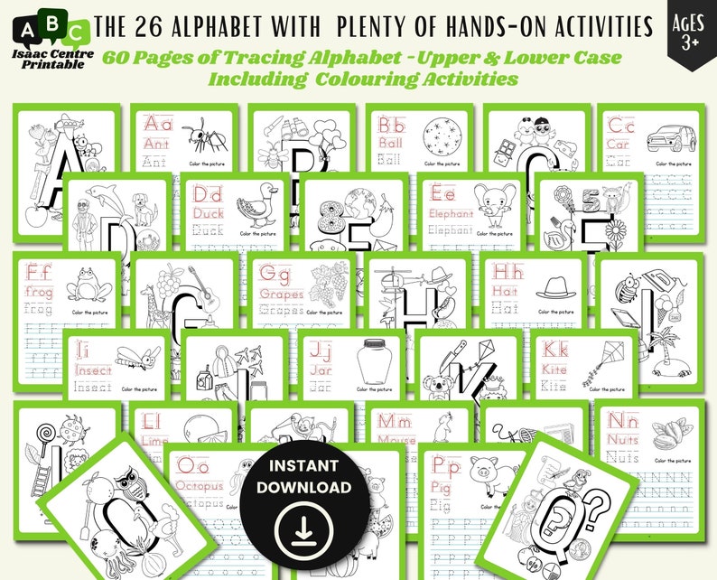 Tracing Upper & Lower Case Letters Preschool Alphabet Worksheet Learn
