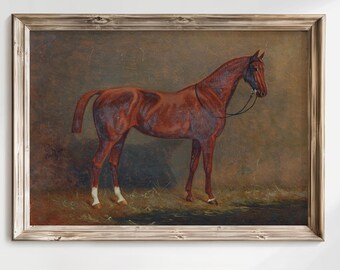 Vintage Horse Print English Countryside Wall Art | Grandmillennial Decor | Christmas Mantel Art |