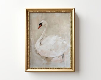 Vintage Swan Art Print: Coquette Room Decor (Digital Download)
