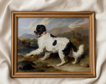 Vintage Dog Art Print | English Hunting Dog Painting | Traditional Countryside Wall Art | Antique Pet Portrait | Colonial Heritage Decor