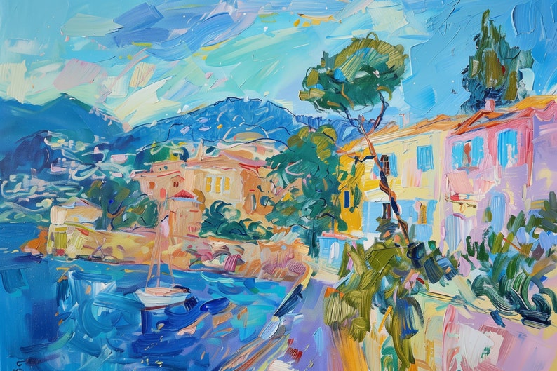 French Riviera Abstract Print Abstract Wall Art Girly Room Decor