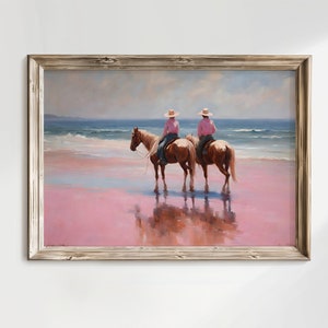 Coastal Cowboy Art | Pink Western Print | Digital Print | Pink Room Decor | Coastal Cowgirl Aesthetic | Girly Girl Art |