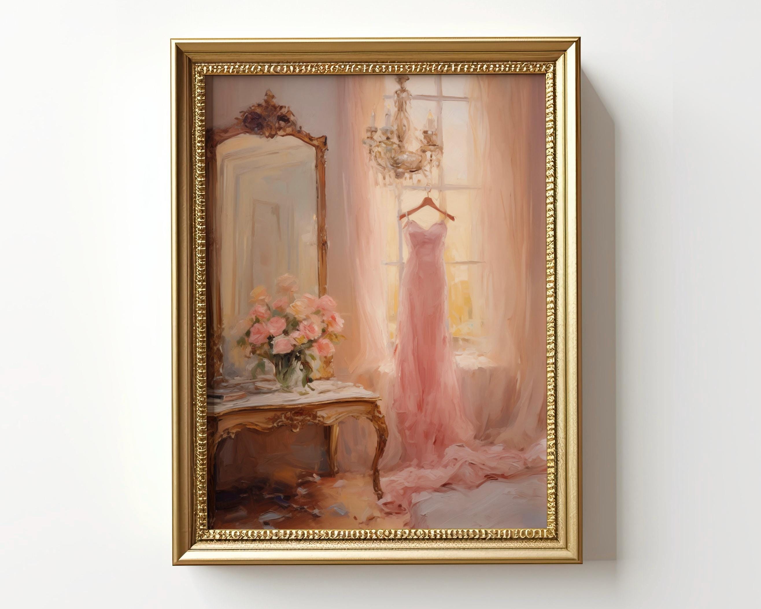 Pink Coquette Bedroom Art Print: Girly Cottagecore Decor (Digital Download)