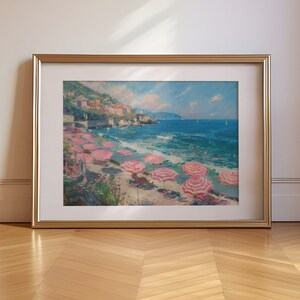 Vintage Pink Beach Wall Art Beach Print Digital Download Girly Room Decor Coastal Wall Art Vintage Italy Print image 3