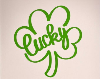 Vinyl Decal Sticker LUCKY Green Shamrock Vinyl Decal Sticker