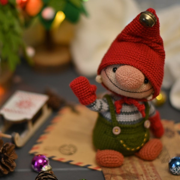 Patron au crochet pour Gnome de Noël, PDF Anglais, France amigurumi