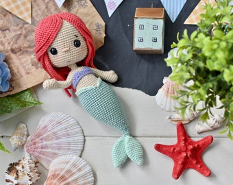Crochet pattern for doll Mermaid Princess PDF English, France, Spanish amigurumi