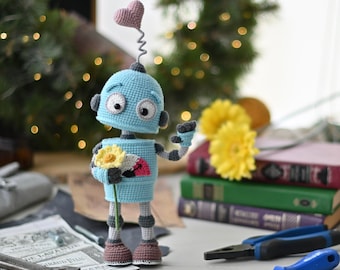 Crochet pattern for Robot Mike the toy, PDF English, amigurumi