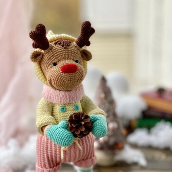 Weihnachten Rentier häkeln, Häkelanleitung, PDF, Deutsch, Weihnachtsspielzeug, Weihnachtsdeko, Amigurumi