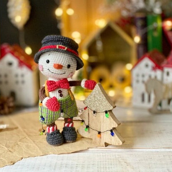 Crochet pattern for Christopher the Snowman christmas toy, PDF English, Korean amigurumi