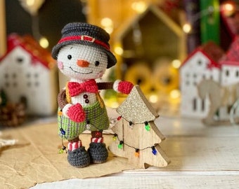 Crochet pattern for Christopher the Snowman christmas toy, PDF English, Korean amigurumi