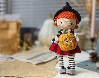 Crochet pattern for Little witch, PDF English amigurumi