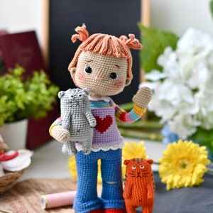 Crochet pattern for doll Sabrinka and cat Smoky PDF English, Spanish amigurumi image 3