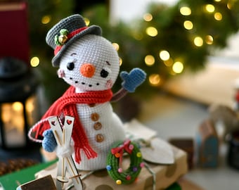 Crochet pattern for Snowman the christmas toy, PDF English, France amigurumi xmas
