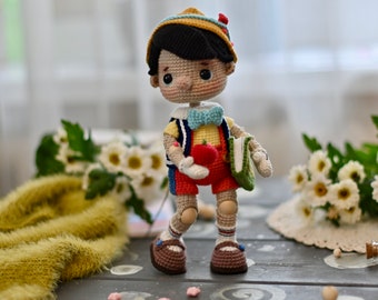 Crochet pattern for wooden boy PDF English, France amigurumi