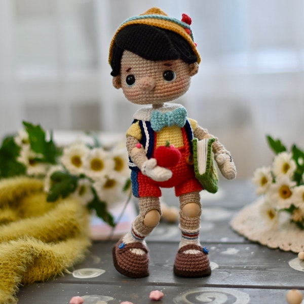 Crochet pattern for Pinocchio PDF English amigurumi