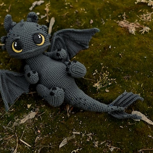 Crochet pattern for black dragon PDF English, Spanish, France amigurumi image 8