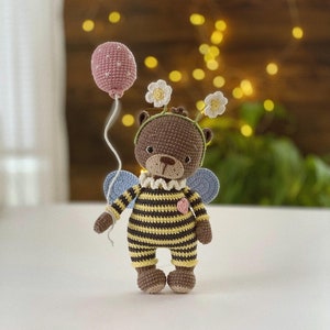 Crochet pattern for Oliver the teddy bear, PDF English Spanish amigurumi