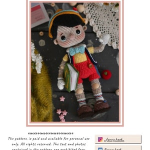 Crochet pattern for Pinocchio PDF English amigurumi image 5