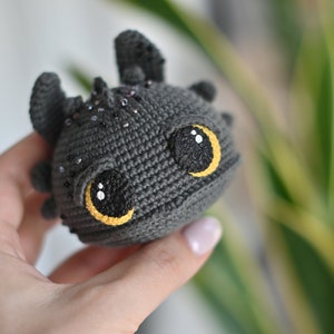 Crochet pattern for black dragon PDF English, Spanish, France amigurumi image 3