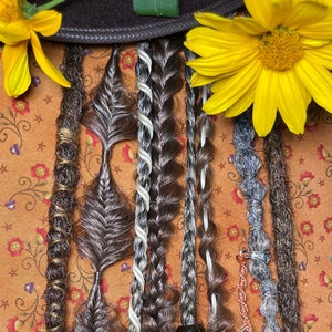 Mini set, Braid extensions, Synthetic braids, Hair decoration, Accents to hair, Crochet dreadlocks, Boho style with micromacrame decor