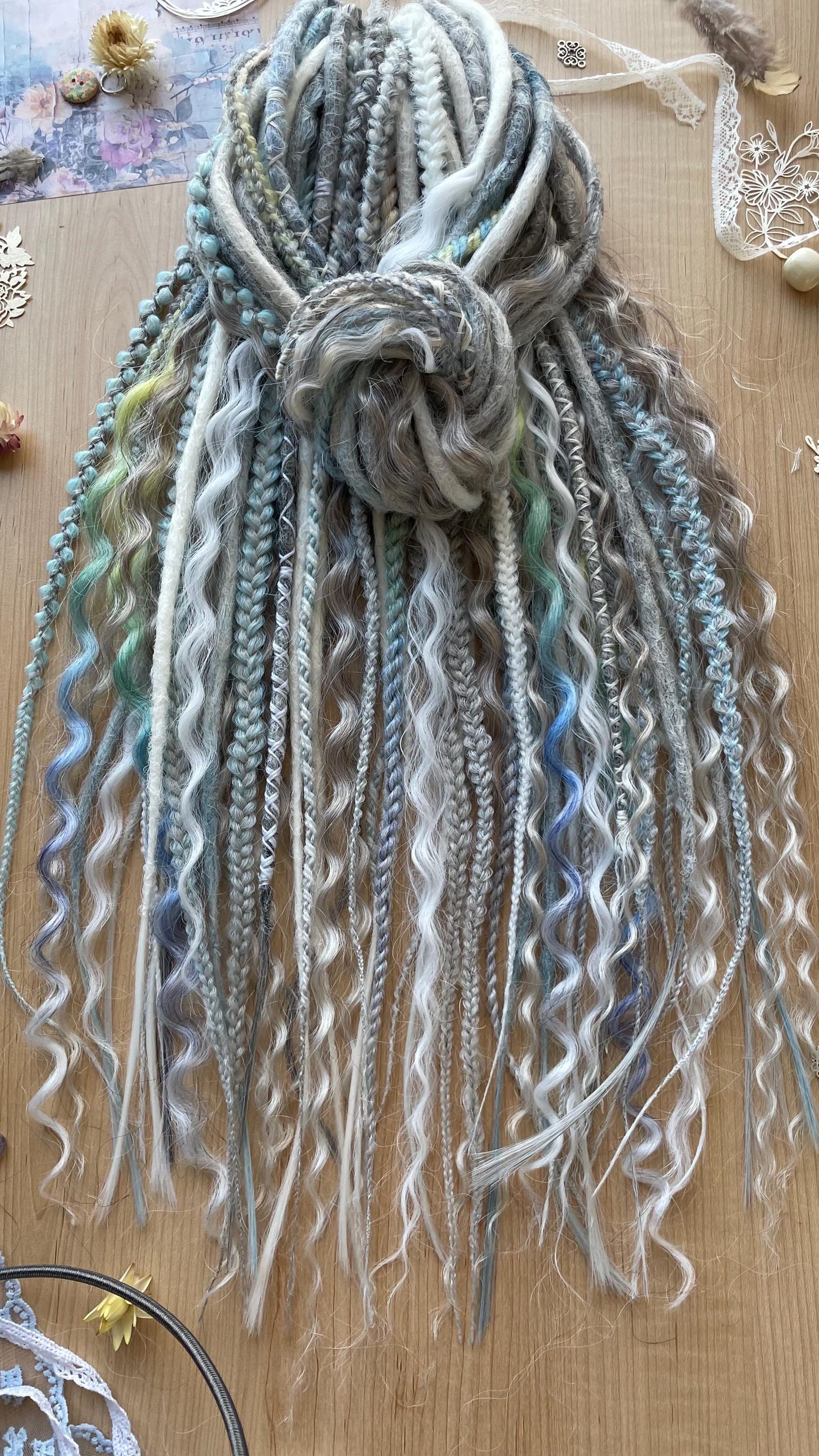 Ivory Braid Silver Grey Synthetic Dreads: Ivory Blonde Braids, Viking Witchy Style ...