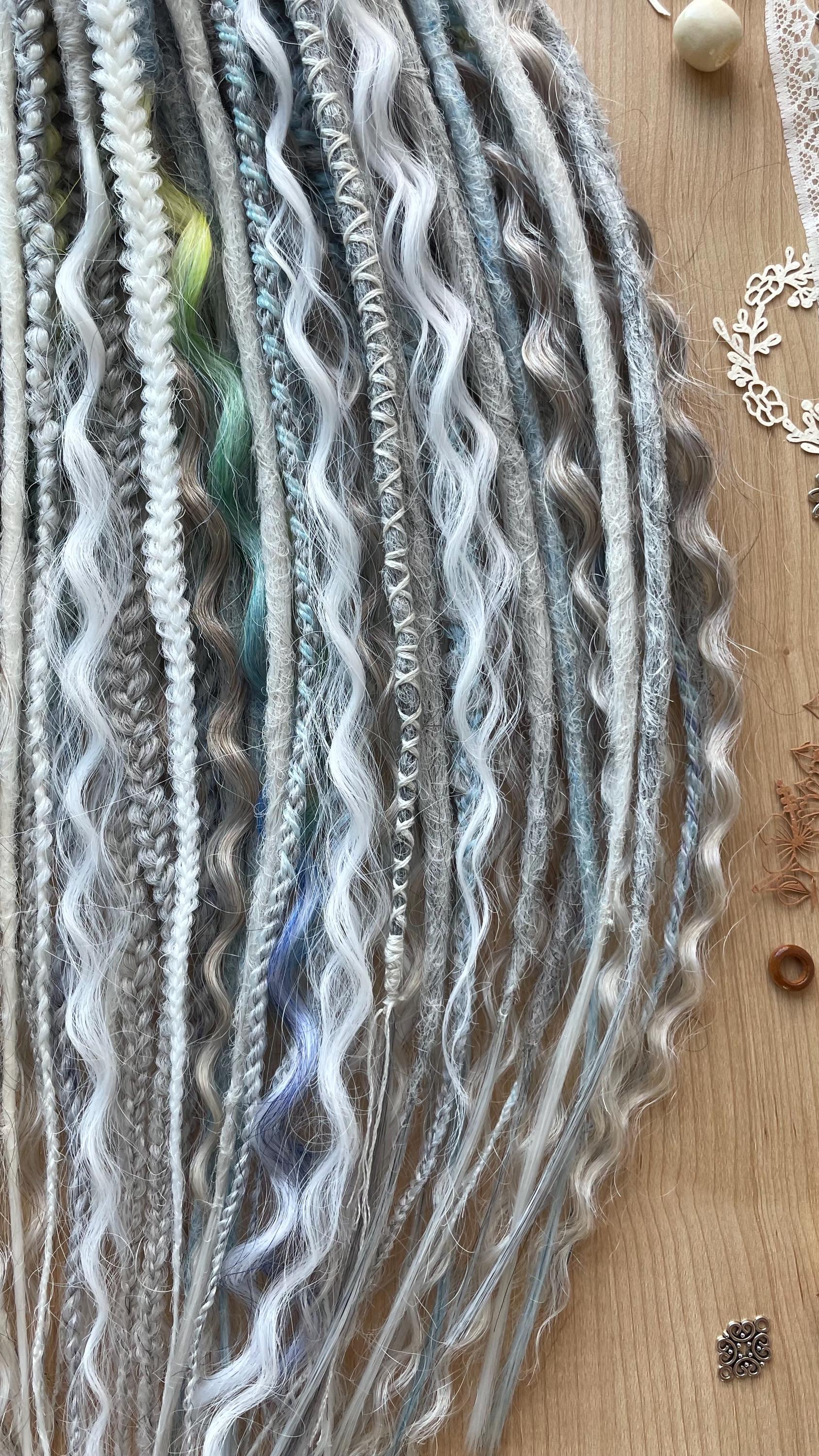 Ivory Braid Silver Grey Synthetic Dreads: Ivory Blonde Braids, Viking Witchy Style ...