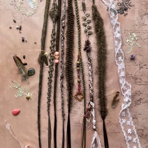 Mini set, Braid extensions, Synthetic braids, Hair decoration, Accents to hair, Crochet dreadlocks, Boho style with micromacrame decor