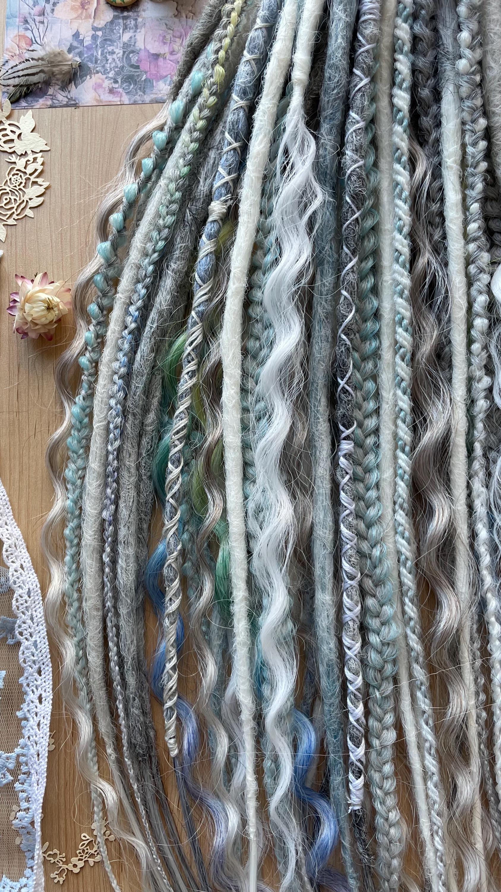 Ivory Braid Silver Grey Synthetic Dreads: Ivory Blonde Braids, Viking Witchy Style ...