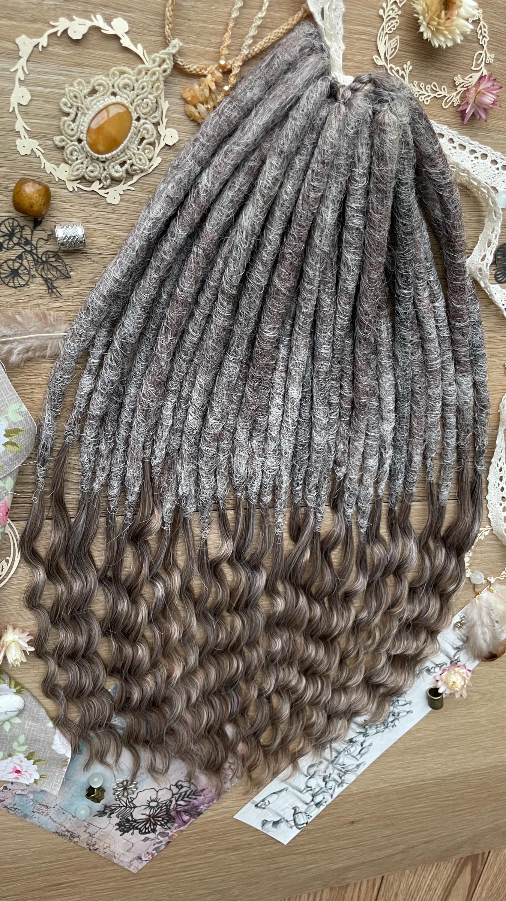 Loc Accessory Silver Silver Gray Kanekalon Dreads: Double Ended Loc Extensions With Loose ...