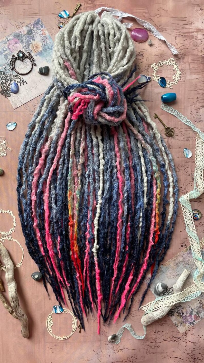 Ash Blonde to Navy Blue Ombré Dreadlock Extensions: Textured Kanekalon ...