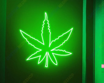 Cadeaux de fête des pères, Marijuana Hemp Leaf Display LED Light Neon Sign, 420 Headshop Neon Sign, Weed Neon Sign, Cannabis Neon Sign 420