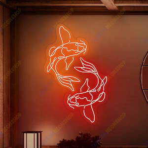 Koi Fish Neon Sign Koi Neon Sign Custom Japan Neon Sign Personalized Japan Neon Sign Kanji Neon Sign Japanese Neon Sign Fathers Day Gift