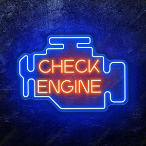 Engine Neon Sign, Check Engine Light Sign, Car Neon Sign, Check Engine Neon Sign, Auto Shop Signage, Garage Neon Sign, Gift For Him, Mancave