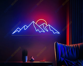 Mountain with Sunset Neon Sign Desert sunset Neon Sign, Living Room Sunset Neon Sign Art Neon Sign Wall Decoration Mountain Art Light Sign