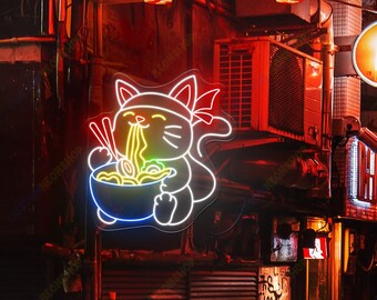 Fortune Cat Ramen Lucky Cat Neon Sign Ramen Neon Sign Ramen Bowl Neon Sign Japanese Neon Sign Personalized Neon Sign Ramen Japanese Led Sign
