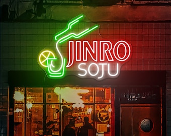 Enseigne néon Jinro Soju, Enseigne LED coréenne Soju Frog, Lampe de décoration murale grenouille, Enseigne de bar pour la maison, Décoration murale coréenne, Enseigne néon pour bar à domicile, Restaurant barbecue