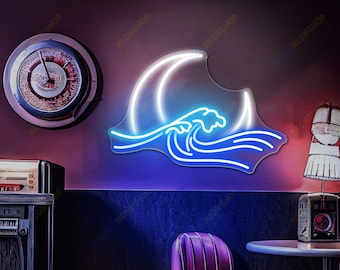Sunrise Sunset Neon Sign, Sun Wave Neon Sign, Moon Wave Bedroom Neon Sign, Wave Neon Sign, Moon Neon Sign, Néon Personnalisé, Moon Rise Sign