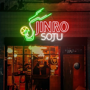 Jinro Soju neon sign, Korean Soju Frog LED Sign, Frog Wall Decor Light, Home bar sign, Korean Wall Decor, Home Bar Neon Sign, BBQ restaurant