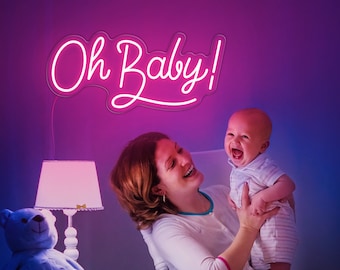 Oh Baby Neon Sign Custom Wall Decor, Led Sign Personalized Gifts for Her, Neon Baby Shower Decor, Led Light Baby Shower Gifts Party Sign