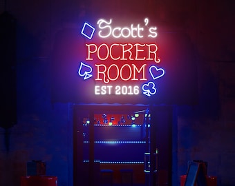 Décor de salle de poker, Enseigne au néon de poker, Enseigne au néon de cartes, Enseigne LED de cartes, Enseigne au néon personnalisée, Enseigne au néon de billard, Décor de salle de jeux, Cadeau personnalisé