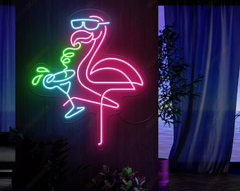 Flamingo Neon Sign, Flamingo Neon Light, Flamingo LED Light Decorations, Led Sign For Bedroom, Flamingo Cocktail Sign Personalized gift