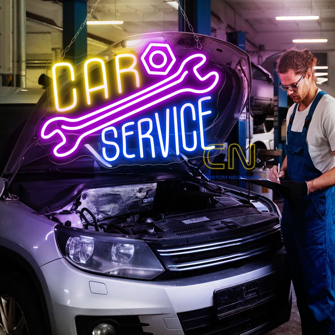 Maintenance Service Light Car Service Neon Sign Garage Name Sign Custom Neon Sign Father's Day ...