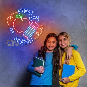 First Day Of School Neon Sign, Home School Neon Sign, Classroom Decor Wall Sign, Education Neon Sign, Nursery Room Sign, Learning Led Sign